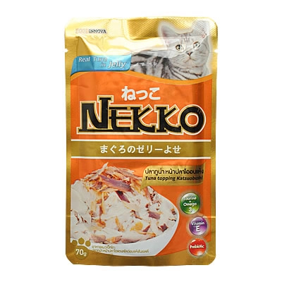 Nekko - ปลาทูน่า หน้าปลาโอสไลด์อบแห้งในเยลลี่ (ส้ม)