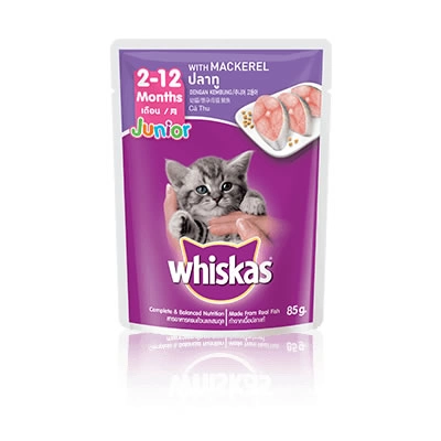 Whiskas - สูตรลูกแมว ปลาทู ชนิดเปียก (ซอง)