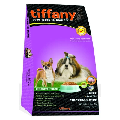 Tiffany - ทิฟฟานี ซุเปอร์พรีเมี่ยม สำหรับสุนัขโตพันธุ์เล็ก สูตรเนื้อไก่และข้าว (ม่วง)