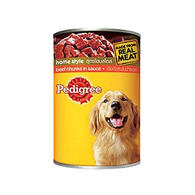 Pedigree - เพดดิกรี ชนิดเปียกแบบกระป๋อง เนื้อวัวชิ้นในน้ำซอส