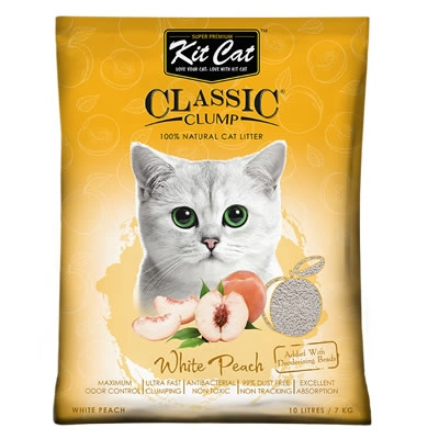 Kit Cat - ทรายแมวเบนโทไนต์ - กลิ่น White Peach (สีส้ม)