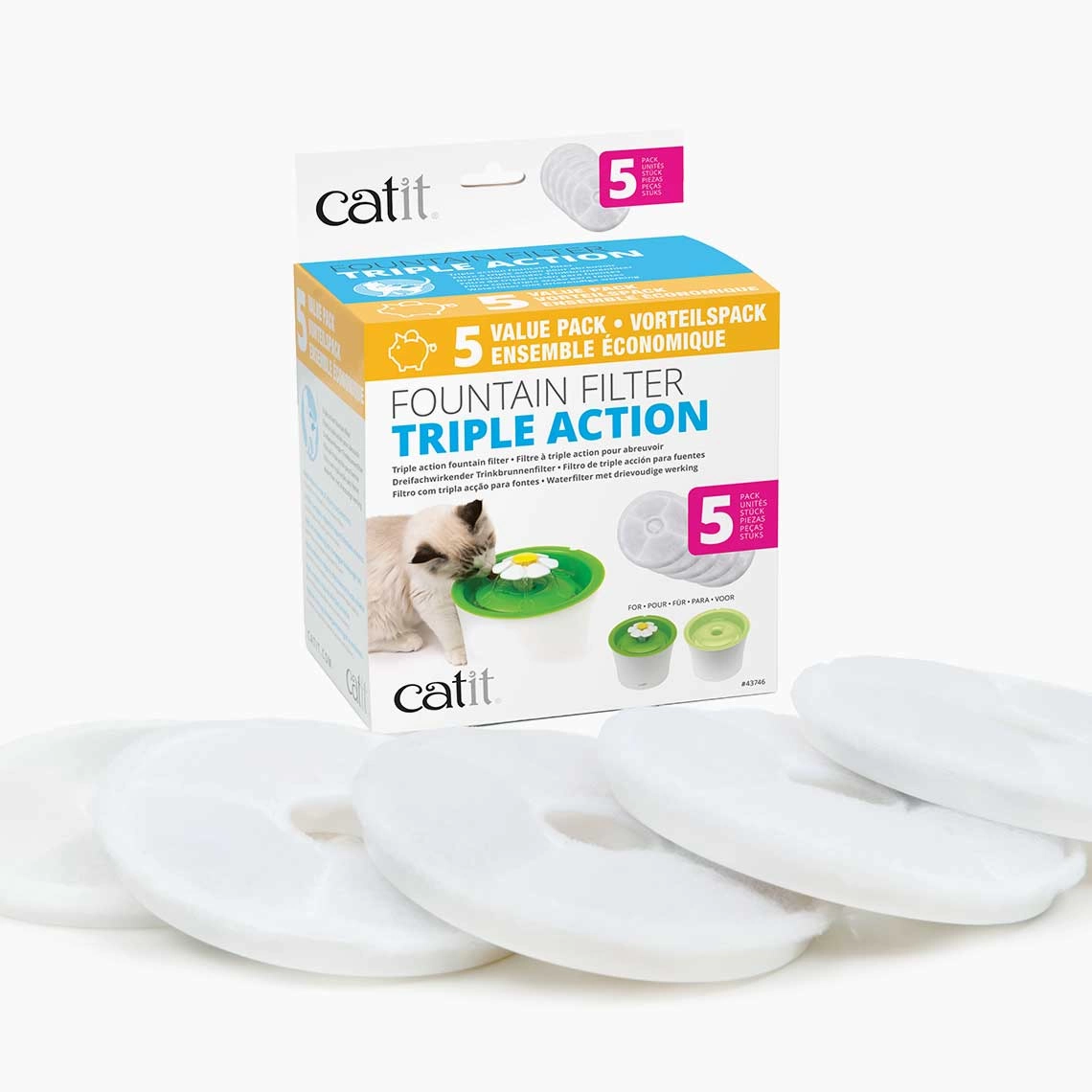 Catit - Catit Triple Action Fountain filter - 5 Pack