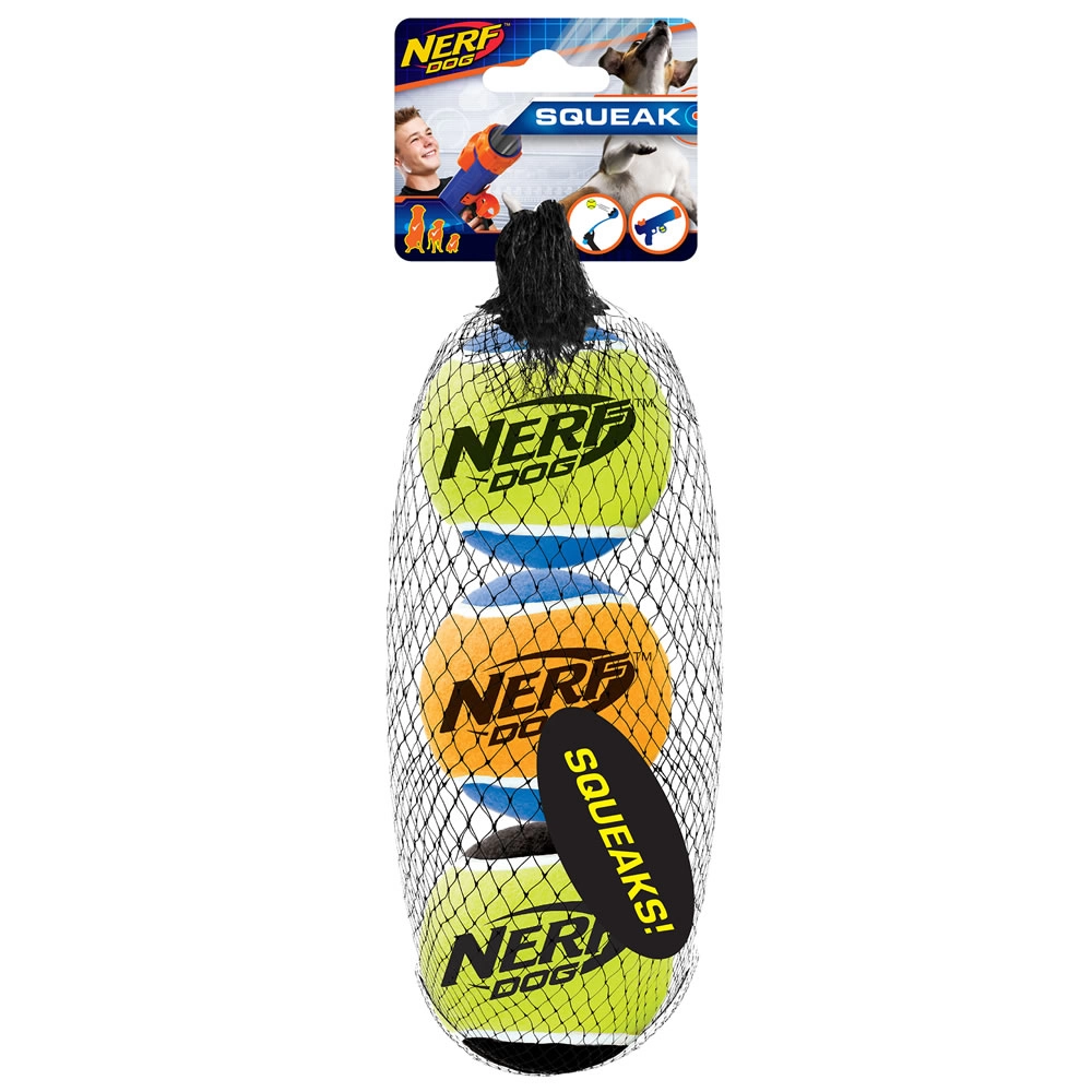 Nerf DOG - Nerf Dog Squeak Tennis Balls, Medium (2.5 in) - 3 Pack