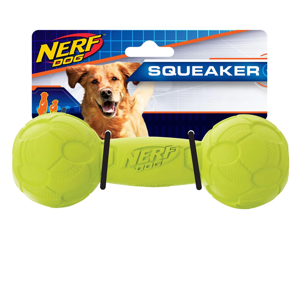 Nerf DOG - Nerf Dog Squeak Barbell, Medium (7 in)