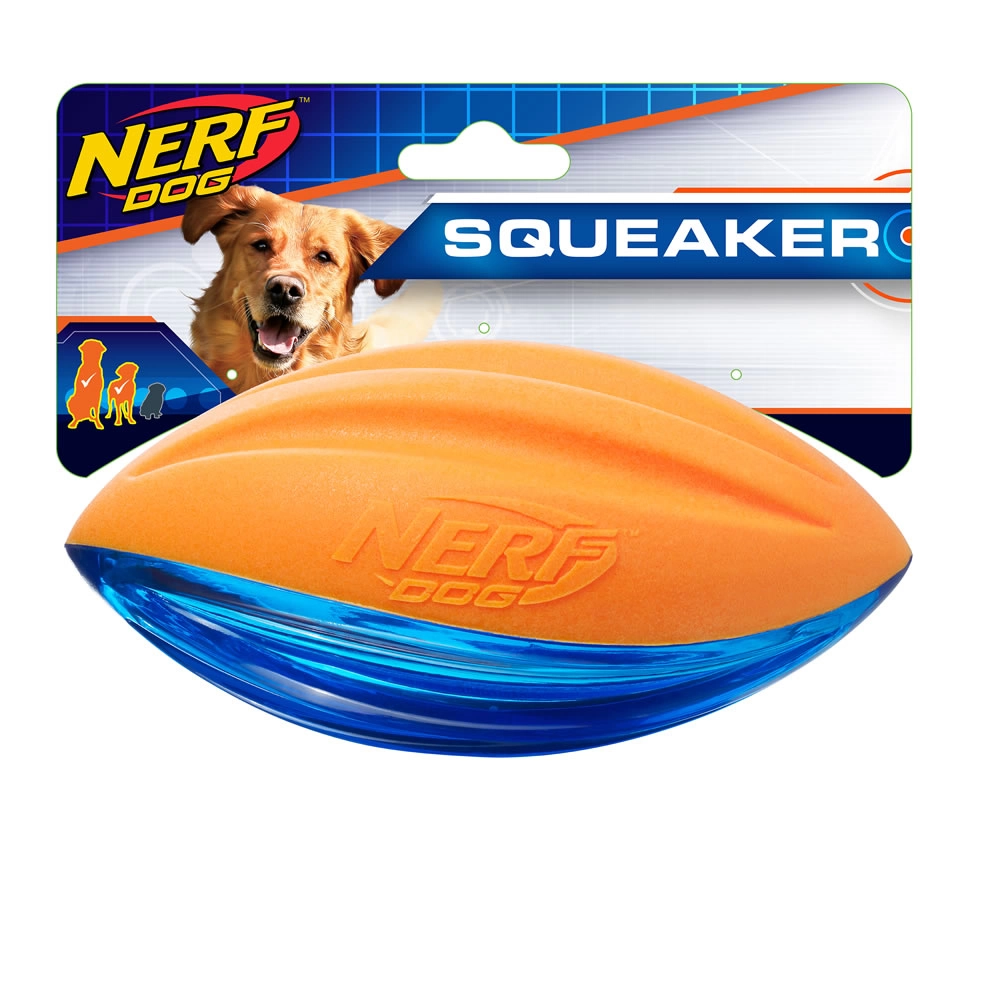 Nerf DOG - Nerf Dog TPR / Foam Squeak Football, Medium (6 in)