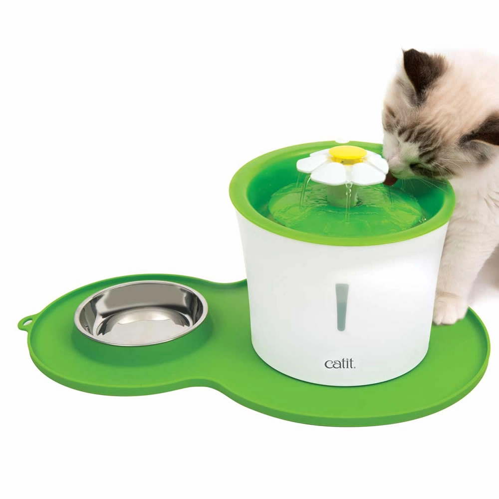 Catit - น้ำพุแมว Catit Flower Fountain with Peanut Placemat