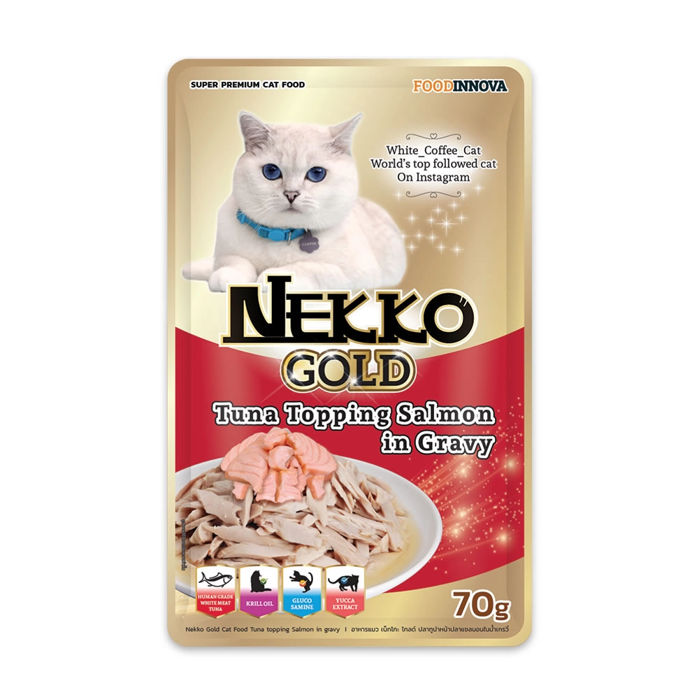 Nekko - Nekko Gold Pouch - Tuna Topping Salmon in Gravy (ซองแดง)