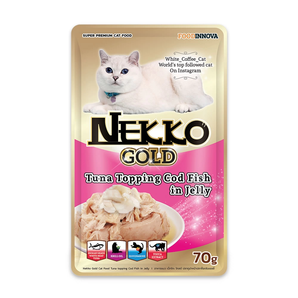 Nekko - Nekko Gold Pouch - Tuna Topping Cod Fish in Jelly (ซองชมพู)