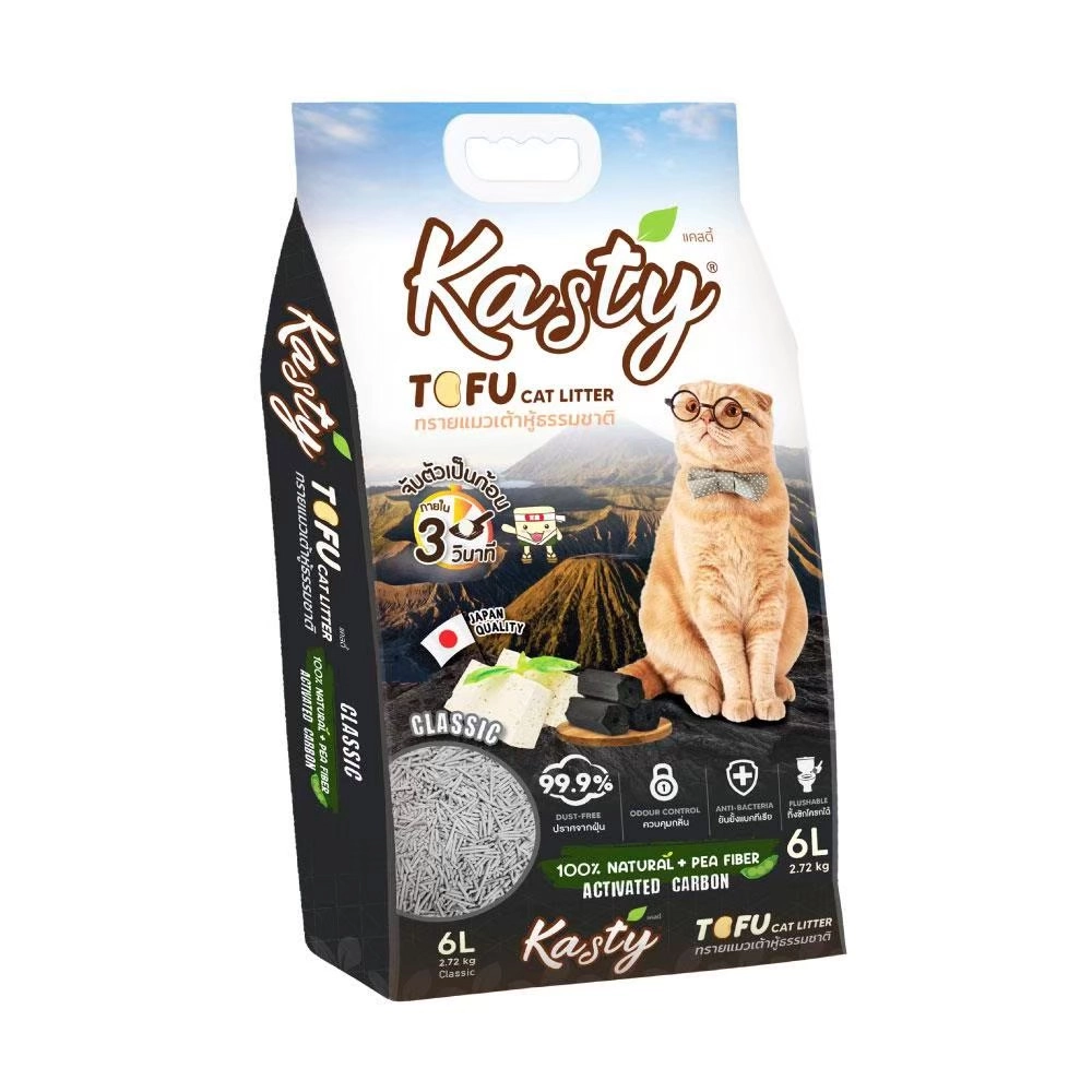 Kasty - ทรายแมวเต้าหู้ธรรมชาติ สูตรคลาสสิค ผสมคาร์บอน