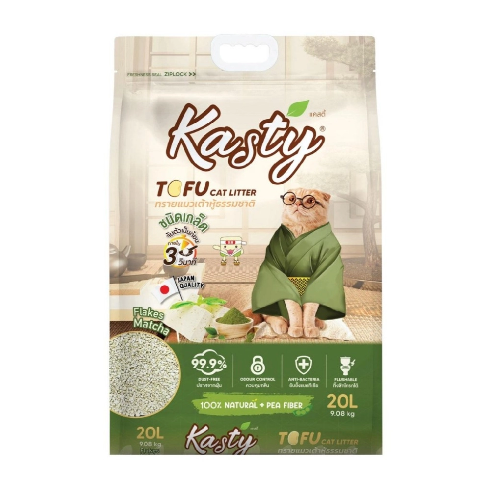 Kasty - ทรายแมวเต้าหู้ธรรมชาติ ชนิดเกล็ด กลิ่นมัทฉะ