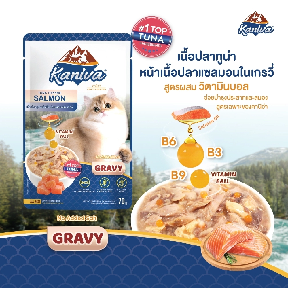 Kaniva - Kaniva Tuna & Topping Salmon in Gravy Pouch