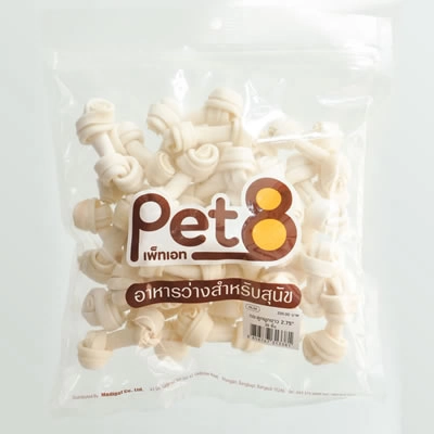 Pet 8 - กระดูกผูกขาว ขนาด 2.75 นิ้ว