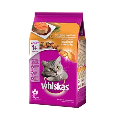 Whiskas - สูตรแมวโต รสสเต๊กปลาแซลมอนย่าง
